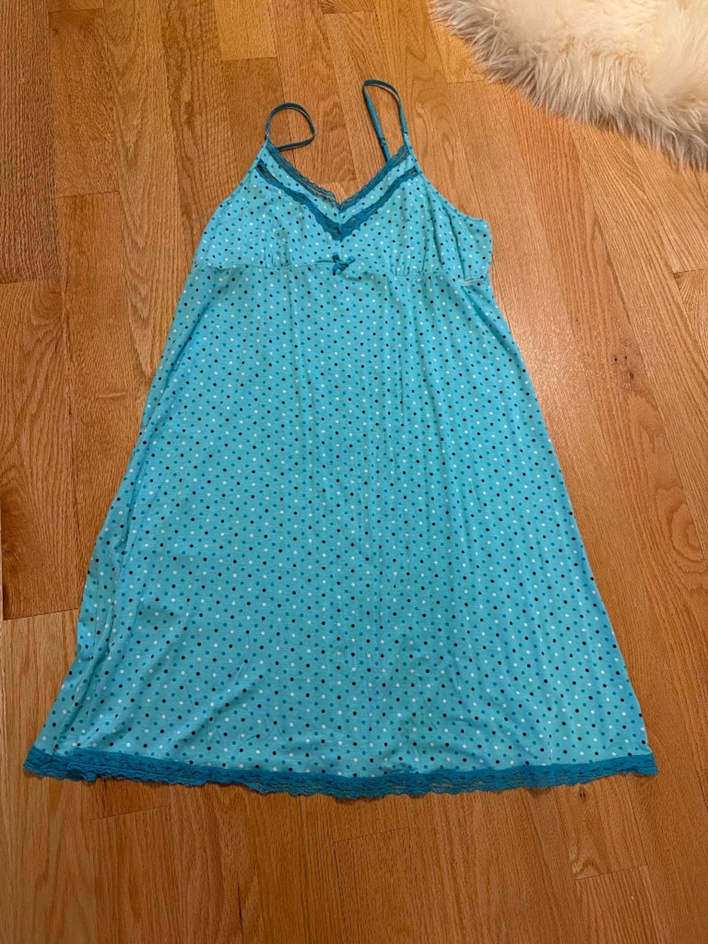 Blue Polka-dot PJ dress - mid length - XL